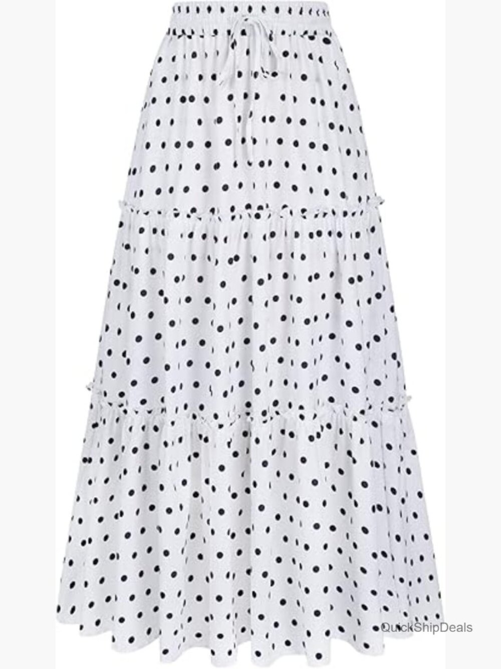 High Waist Pleated Ruffle Flowy Maxi Skirt with Pockets